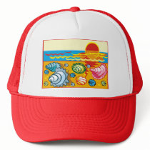Sea Shell Composition Mesh Hats