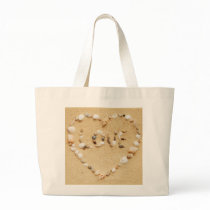 Sea Shell Love Heart Canvas Bag