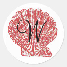 Sea Shell Monogram Initial W Wedding Stickers