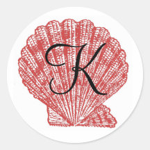 Sea Shell Monogram Initial Wedding Stickers