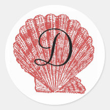 Sea Shell Monogram Initial Wedding Stickers