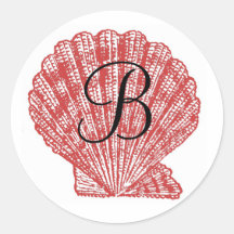 Sea Shell Monogram Initial Wedding Stickers