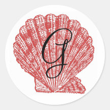 Sea Shell Monogram Initial Wedding Stickers
