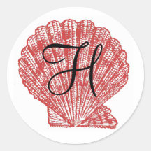 Sea Shell Monogram Initial Wedding Stickers