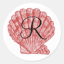 Sea Shell Monogram Initial Wedding Stickers