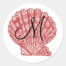 Sea Shell Monogram Wedding Stickers