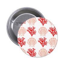 Sea Shells and Coral Pinback Buttons