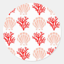 Sea Shells and Coral Round Sticker