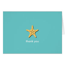 Sea starfish blue yellow custom photo thank you cards