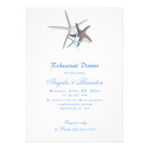 Sea Stars, Custom Beach Wedding Rehearsal Dinner Custom Invites