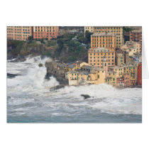 Sea storm in Camogli Greeting Cards