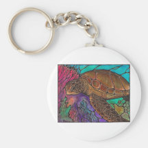 Sea Turtle Art...awesome stained glass style! Keychain