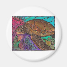 Sea Turtle Art...awesome stained glass style! Magnets