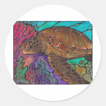 Sea Turtle Art...awesome stained glass style! Sticker