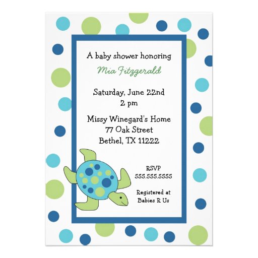 Sea Turtle Baby Shower Invitation boy or girl