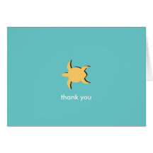 Sea turtle blue yellow custom photo thank you greeting cards