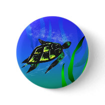 Sea Turtle Pinback Button