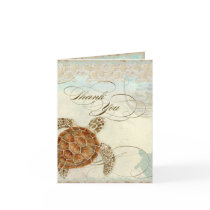 Sea Turtle Coastal Beach - Thank You Note Cards