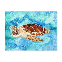 sea turtle marine sealife watercolor painting