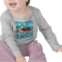 sea turtle marine sealife watercolor painting t-shirts