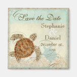 Sea Turtle Modern Coastal Ocean Beach Swirls Style Magnet