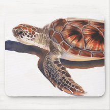 Sea Turtle Wildlife Watercolor Art Mousepads