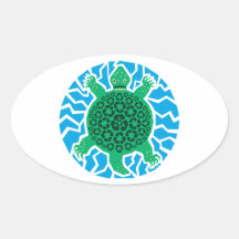 Sea Turtles, Recycling Oval Stickers