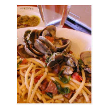 Seafood Pasta Clams Food Postcards
