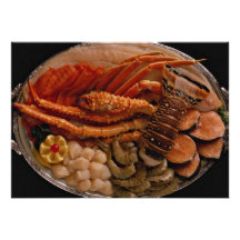 Seafood platter with lobster and crab legs personalized invitation