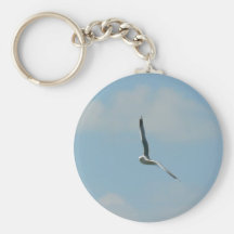 Seagull Flying On Sky High Keychain