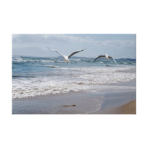 Seagulls ocean and beach gallery wrap canvas
