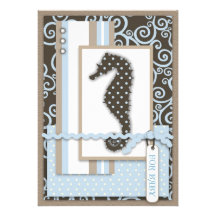 Seahorse Baby Boy Invitation