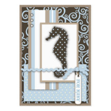 Seahorse Baby Boy Thank You Notecard Business Card Template