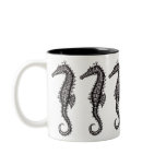 Seahorse black and white graphic drawing art mug
