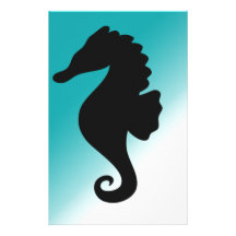 Seahorse Silhoutte Fresh and Natural Customized Stationery