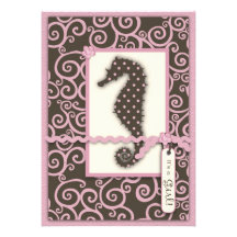 Seahorse Swirl Invitation Card