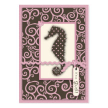Seahorse Swirl Thank You Notecard Business Card Template