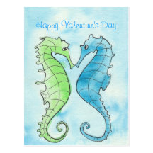 Seahorse Valentine Postcard