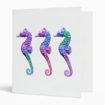 Seahorses in Blue Purple and Green 3 Ring Binders