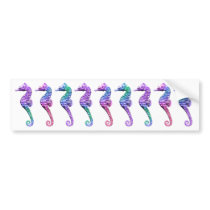 Seahorses in Blue Purple and Green