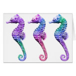 Seahorses in Blue Purple and Green Card