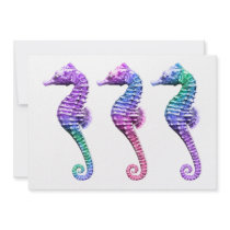 Seahorses in Blue Purple and Green