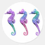 Seahorses in Blue Purple and Green Sticker