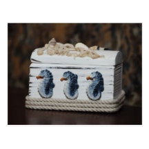 Seahorses jewellry box postcard