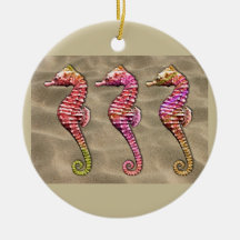 Seahorses on the Sand Christmas Ornament
