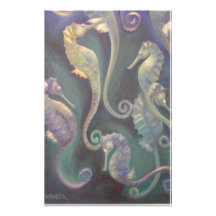 seahorses stationery paper