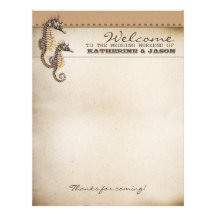 seahorses wedding welcome letterhead