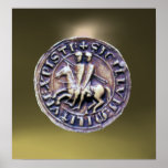 SEAL OF THE KNIGHTS TEMPLAR gem grey Posters