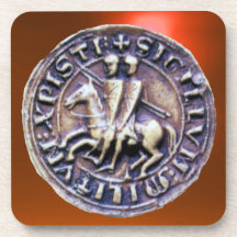 SEAL OF THE KNIGHTS TEMPLAR  gem orange Beverage Coaster