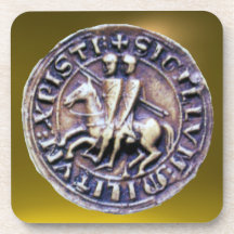 SEAL OF THE KNIGHTS TEMPLAR  gem yellow Drink Coaster